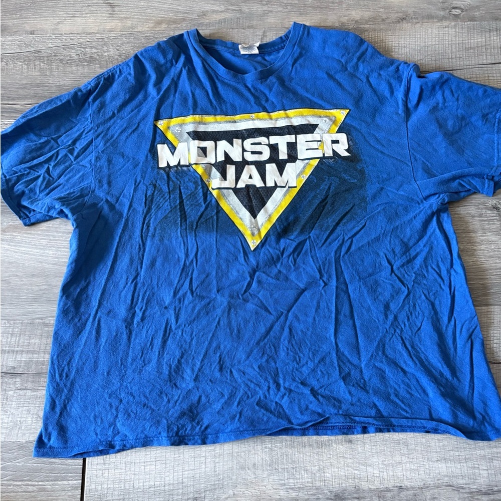 MONSTER JAM GRAPHIC T-SHIRT ( MENS SIZE 2XL) BLUE DOUBLE SIDED PREOWNED